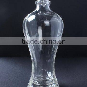 Wholesale custom made flint glass wine bottle