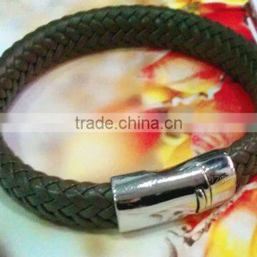 hot selling brown leather bracele wholesale silver clasp