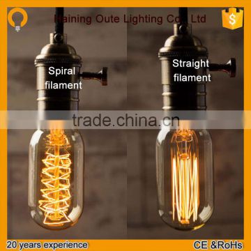 T14 filament edison bulbs straight & spiral filament shape