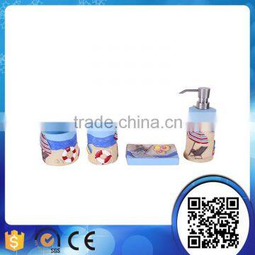 Hot selling top grade funny blue sea sandbeach resin bathroom set for bathroom accessories                        
                                                                                Supplier's Choice