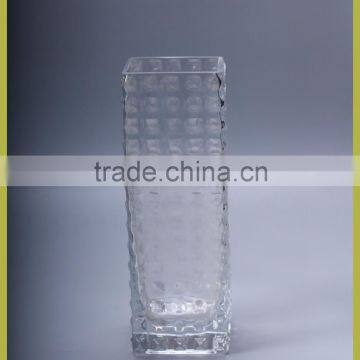 Square Glass Vase With Bubbles in Surface