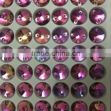 wholesale 10mm revoli shaped rainbow color sewing crystal stone for boutique store