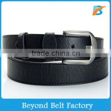 Beyond Men's 35mm Black Solid Leather Jeans Belt