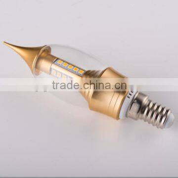 Hot sale e14 SMD2835 4w led golden top candle shape lamp led corn light