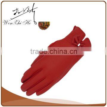 Bright Color Thin Warm Pink Leather Gloves Price photo-3