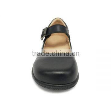 2016 High Quality OEM Buckle Black Leather School Shoes Girl With Rubber Sole photo-3