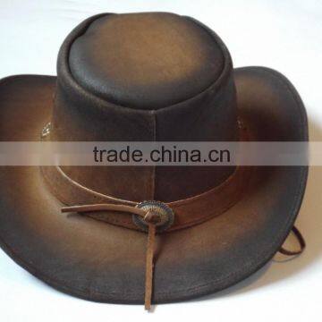 HAND ETCHED LEATHER STEAMPUNK / VICTORIAN MOTIF TOP HAT