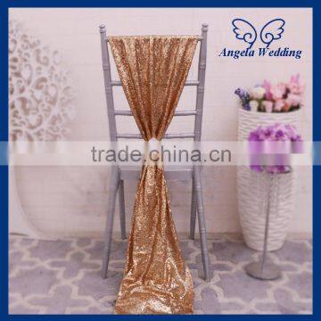 SH005A Nice new elegant fancy wedding gold sequin chair sash with flower