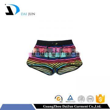 Daijun oem 2016 design colorful stripe hot sale polyester high quality beach short