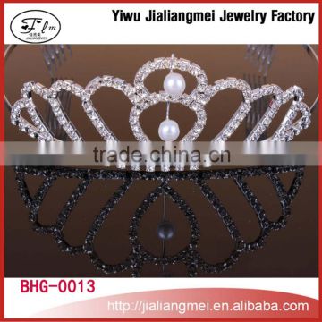 Factory wholesale Crystal pearl princess headband tiara for girls