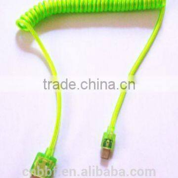 LED Micro USB V8 Data Sync Charger Spring Cable for Samsung Htc