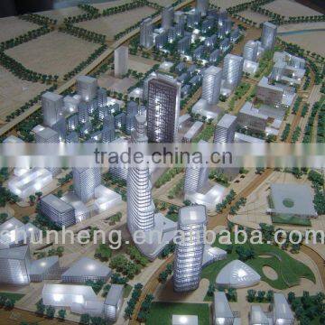3D plexiglass model with led lighting for urban planning layout