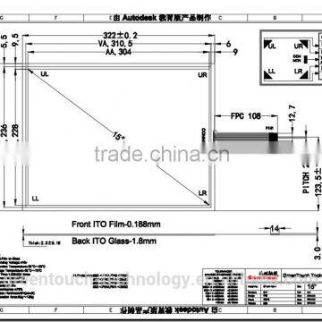 15 inch 5 wire resistive touch screen panel with USB/RS232 controller