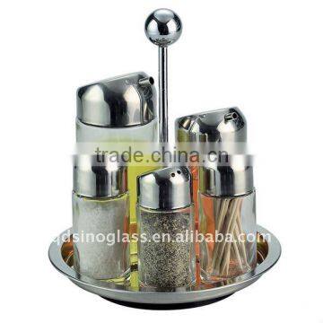 SINOGLASS 5pcs Mini Cylindric Glass Salad serving jar Rack Set