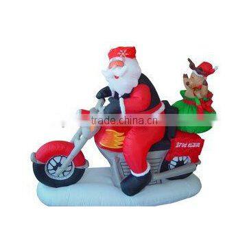 Inflatable Christmas santa on motorbike