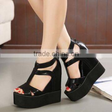 newest style ladies high wedge shoes summer women flat shoes PQ3700