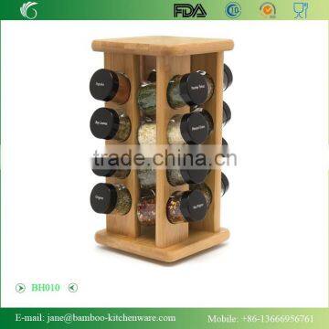 Bamboo 16 Pepper Filled Bottle Spice Rack