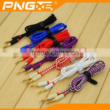 2016 hot selling colorful braided usb aux cable 3.5mm for car aux cable