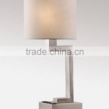 2016 hotel table lamp with power outlet Brushed Nickel Finish for UL ETL zhongshan city factory