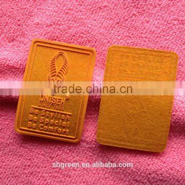 Delicate 3D effect cloth/felt silicone rubber patch for bags