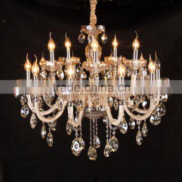 Golden round crystal candle chandelier