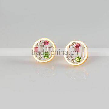 Nickel free stainless steel gold plated earrings crystal stud earrings