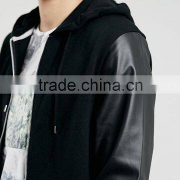 Wholesale Leather Sleeves Hoodies