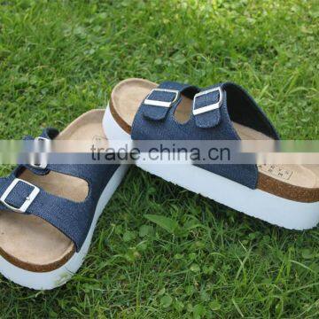 Summer Leather Buckle Cork Outsole Wear-resisting Ladies Fancy Sandal photo-4