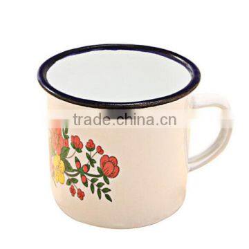 GRS Factory price white enamel mug with customer's logo