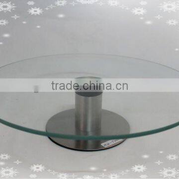 single layer clear round tempered glass cake stand