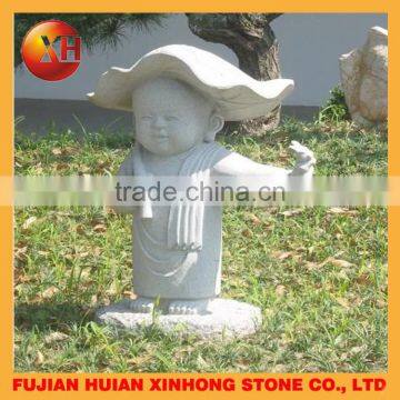Lovely Little Monk Blow Air Marble Stone Statue photo-6