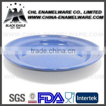 Customized blue enamel plate with rolled rim