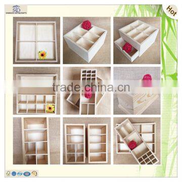 Mini Deep Divider Pine Plywood Wood Storage Box photo-6