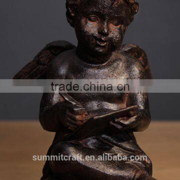 Resin Rust Color Vintage Writing Small Angel Figurines photo-5