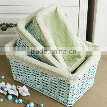 Woven Jewelry Package Basket Box With Lining Fabric Small Wicker Box Cosmetic Boxes