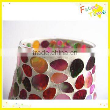 Table Decoration Iridescent Colored Flower Petal Pattern Mosaic Cheap Flat Flower Vase photo-3