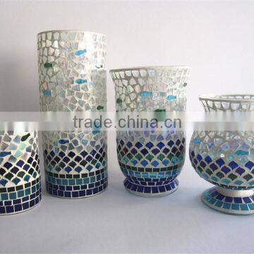 blue&white Ocean Theme Mercury Electroplated Glass Containers Good Quality Candle Canister for summer holiday