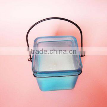 Home Goods Antiques Blue Glass Candle Holder With Scented Wax photo-2