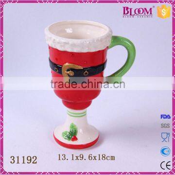 wine glass shape ceramic custom coffee cup with handle