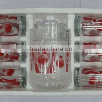 JK015 7pcs Glass Drinking Set with deco