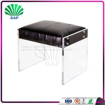 Transparent Acrylic Living Room Stool French Style Luxury Ottomans Lucite Bathroom Stool photo-4