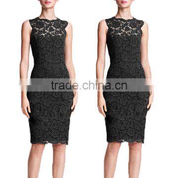 Women's Vintage Lace Sleeveless Cocktail Evening Party Bodycon Slim Pencil Dress photo-3