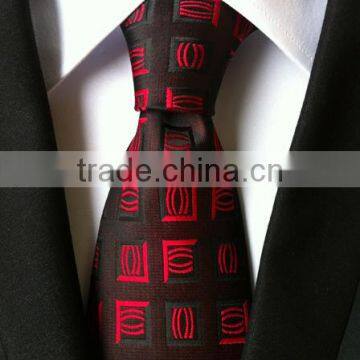 HDYF-48 Red in black jacquard woven tie for men/male neck tie