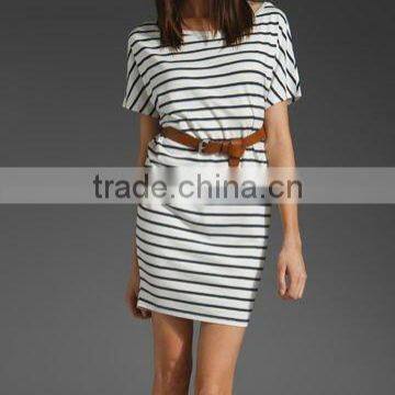 12DR043 2012 Hot Selling Summer Fashion Ladies Vertical Stripe Dress