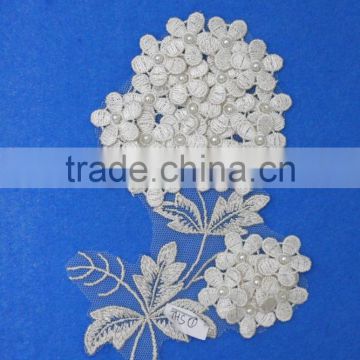 Most beautiful ladies flower blouses design bead pearls with 3d flower applique work