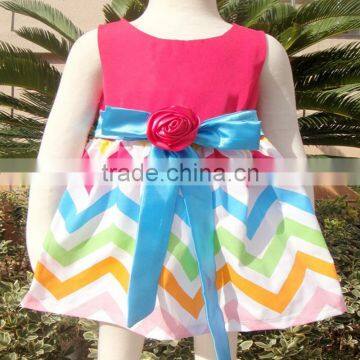 Cute Cheap Baby Cotton Dresses Rainbow Chevron Dress for Girls Children Baby Clothing Chevron Dress photo-5