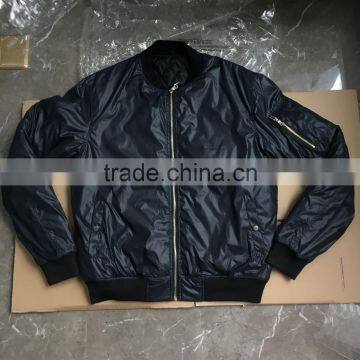 OEM quality black color quilted inside nylon bomber jacket for men