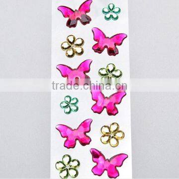 Top Selling Strong Sticky Pink Butterfly/Snowflake Shape Adhesive Rhinestone Stickers Manufacturer photo-3