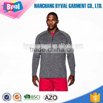 Sports Apparel 1/4 Zipper 100%polyester Long Sleeve Dry Fit Shirts Half Zip Shirts Quick Dry Gym Wear photo-2