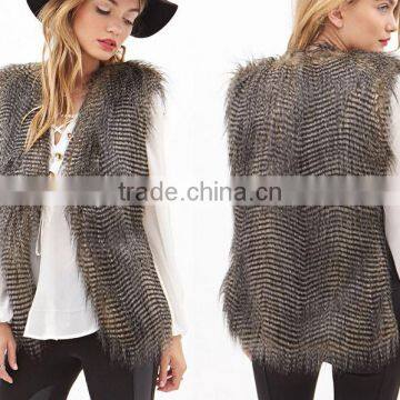 top quality warm winter natural fur vest ladies faux ostrich fur vest